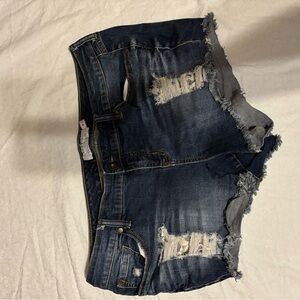 Torrid Blue Distressed Jean Shorts with Frayed Hem